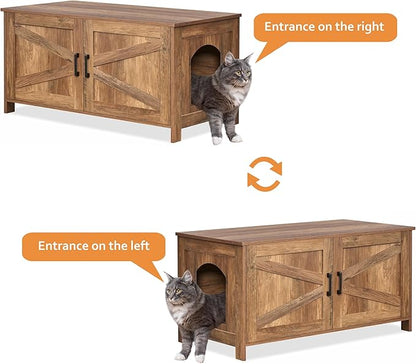 Homhedy 39.4" L Cat Litter Box Enclosure, Pet House - Image 4