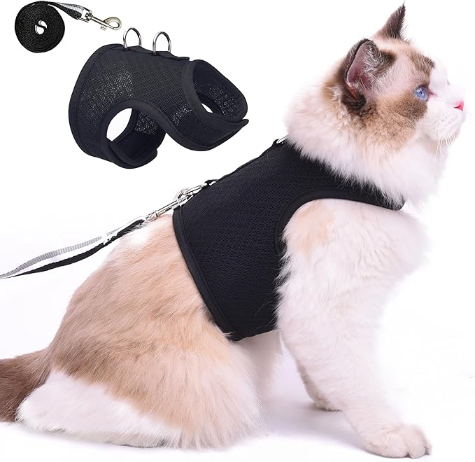 Kitty Harness and Leash for Walking Escape Proof Breathable Mesh Fabric by Yizhi+Miaow