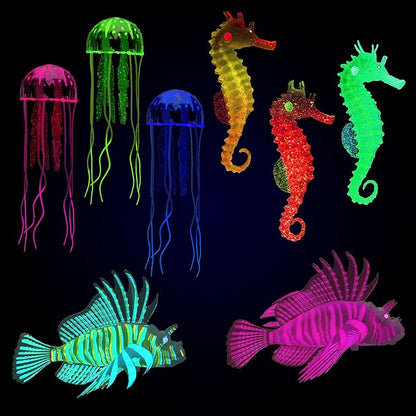 Patelai 8 Pcs Glow in The Dark Fish Tank Decorations Silicone Floating by Patelai