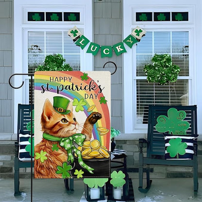 Dyrenson Happy St Patricks Day Orange Cat Decorative Garden Flag, Pet Rainbow - Image 5