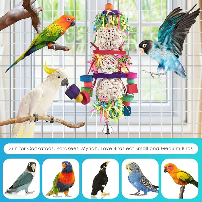 Bissap Conure Toys, Bird Parrot Foraging Shredder Hanging Toys Sola Balls Sepak - Image 6