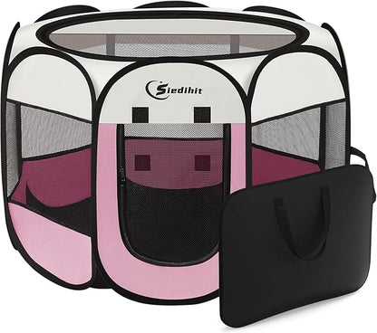 Pink Dog Cat Playpen, Puppy Pet Playpen Indoor by Siedihit