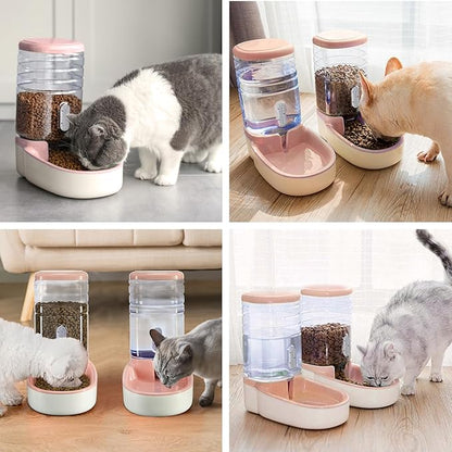 Automatic Dog Cat Feeder and Water Dispenser Gravity Food Feeder and Waterer Set - Image 6