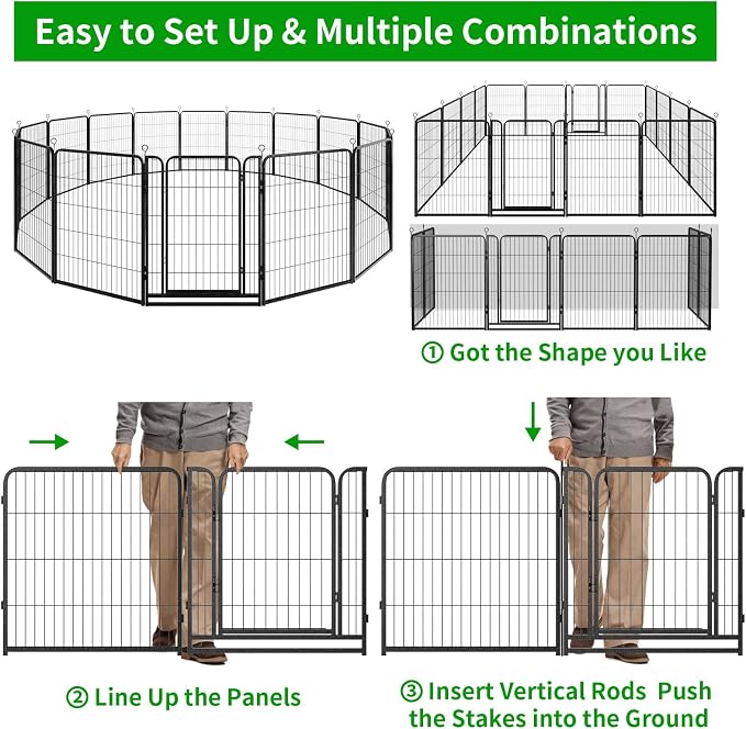 Dog Playpen Outdoor Extra Wide 16 Piece Panels Heavy Duty Dog Fence 40" Height - Image 8