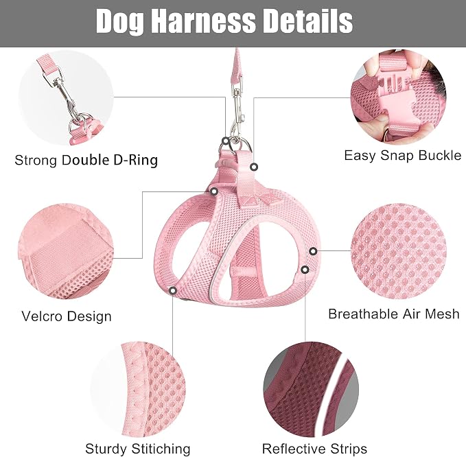 PetiFine Extra Small Step in Dog Harness and Leash Set, Cat Harness and Leash - Image 3