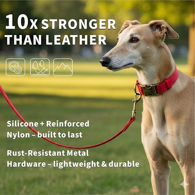 Silicone Dog Collar and Leash Set, Waterproof & Odor-Proof Puppy Collar - Image 2