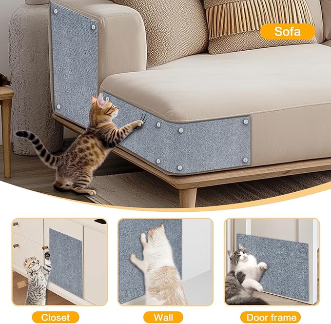 Cat Scratch Mat, 118.5"x17.4" Trimmable Self-Adhesive Cat Scratch Furniture - Image 8