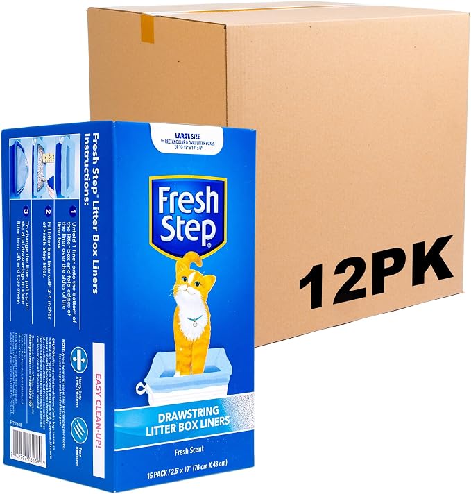 Fresh Step Drawstring Cat Litter Box Liners, Scented Heavy Duty Kitty Litter by FreshStep