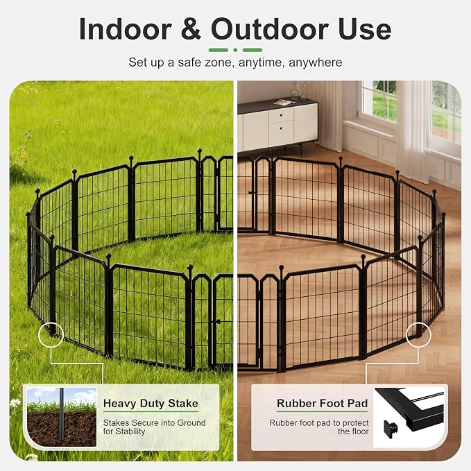 Dog Playpen for Indoor & Outdoor, 24 inch 6 Panels Metal Puppy Playpen for - Image 6