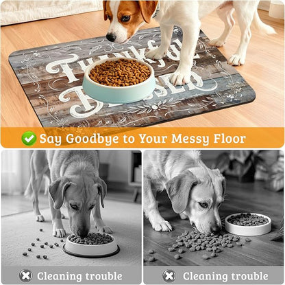 Thankful Feeding Mat, Blessed Absorbent Quick-Dry Cat Dog Food and Water Bowl - Image 4