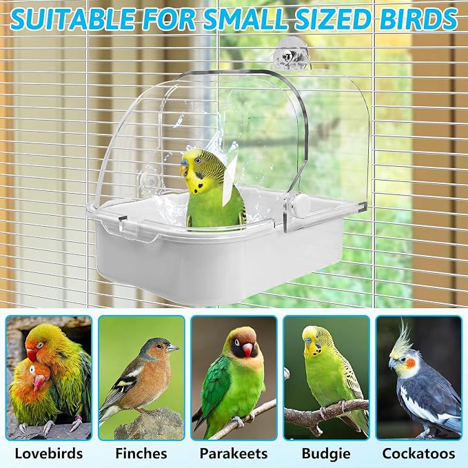 Tfwadmx Bird Cage Bath Hanging Parrot Bath Tub Water Shower Food Feeder Holder - Image 6