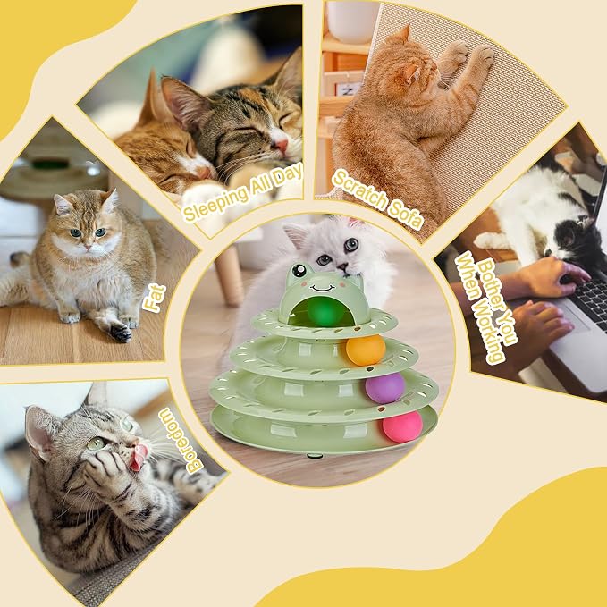 Gefryco Cat Toys 4-Tier Roller Track, Turntable Cat Tower Toy - Image 5
