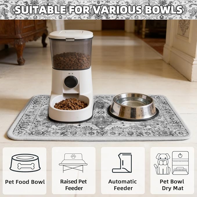 PUPTECK Dog Food Mat, Absorbent Pet Feeding Bowl Mat, Non-Slip Dog Mat - Image 7