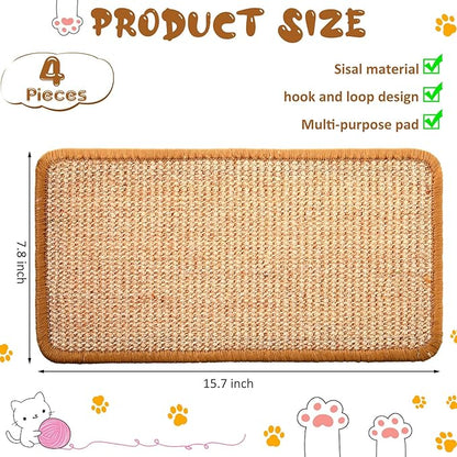 Tuanse 4 PCS Cat Scratcher Mat, 15.7 x 7.8 Inches Sisal Cat Scratching Pad - Image 2