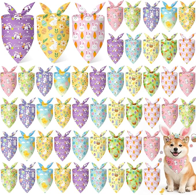 Weewooday 50 Pcs Easter Dog Bandanas Bulk by Weewooday