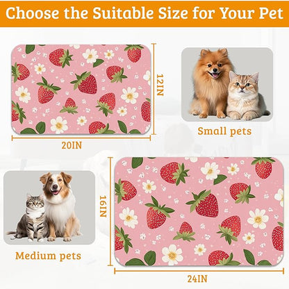 Dog Bowl Mat, Strawberry Pet Feeding Mat - Image 6