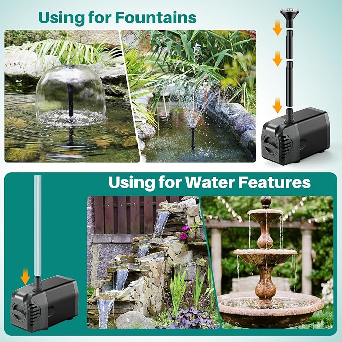 Biling 20W Solar Fountain Pump, 320 GPH Solar Pond Fountain Adjustable Flow - Image 4