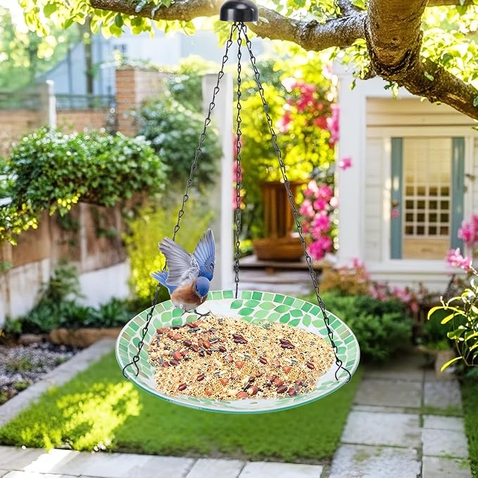 VCUTEKA Hanging Bird Bath, Glass Mosaic Bird Baths - Image 2