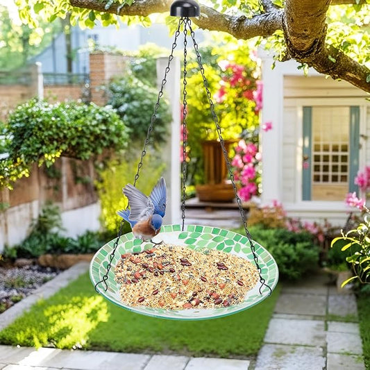 VCUTEKA Hanging Bird Bath, Glass Mosaic Bird Baths - Image 2