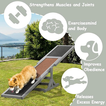 71" Dog Agility Seesaw Outdoor for Training and Exercise, Wooden Platform Dog - Image 3
