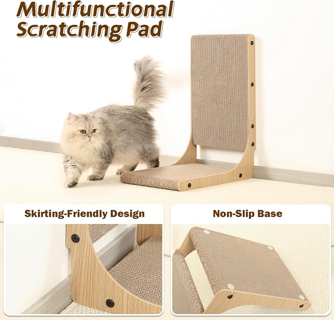 Zakkart 2-Pack Cat Scratching Board, 19.7'' Tall Cardboard L Shape Vertical Cat - Image 5