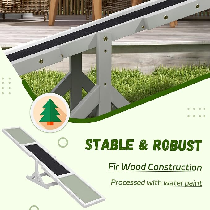 PawHut Wooden Dog Agility Seesaw - Image 3