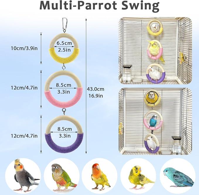3-Ring Bird Swing Toy, Wrapped - Image 6