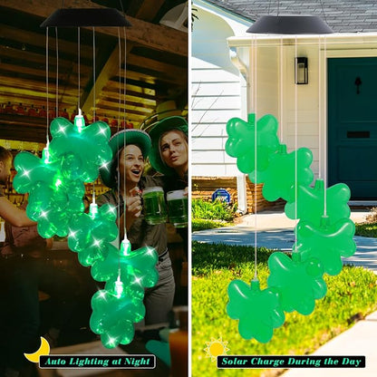 St. Patrick's Day Solar Shamrock Wind Chimes, Birthday Irish Gifts - Image 9