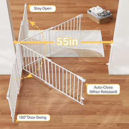 Cumbor 35.1-55" Wide No Bottom Bar Baby Gate - Image 5