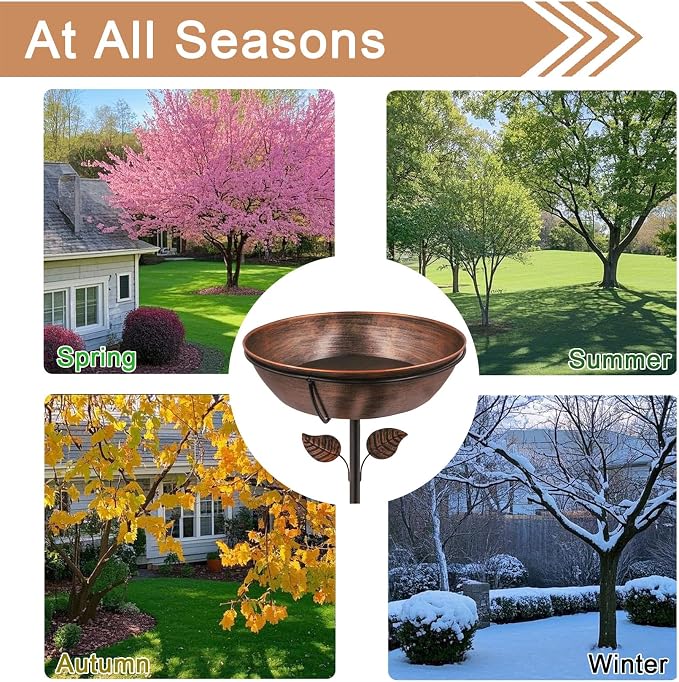 3" Deep Metal Bird Bath for Outdoors, Removable 13" Dia Bowl - Image 7