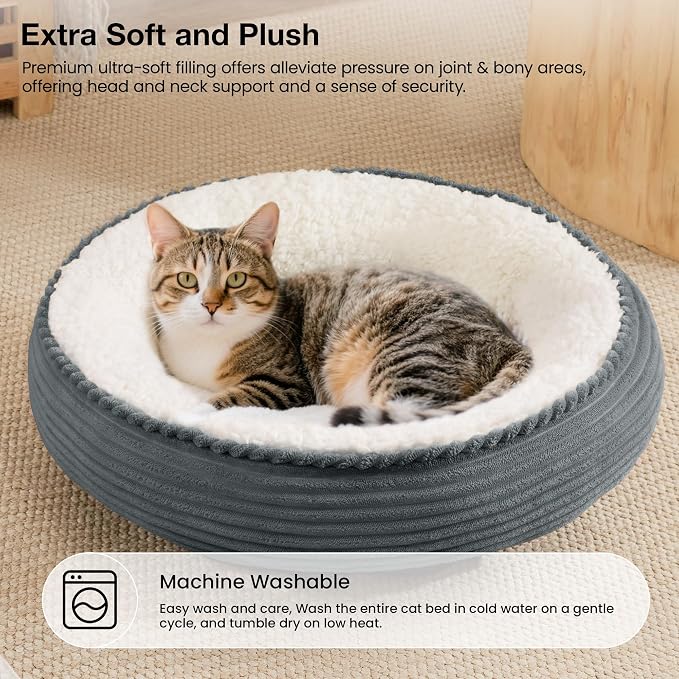 Love's cabin Round Donut Cat and Dog Cushion Bed, 20in Pet Bed - Image 7