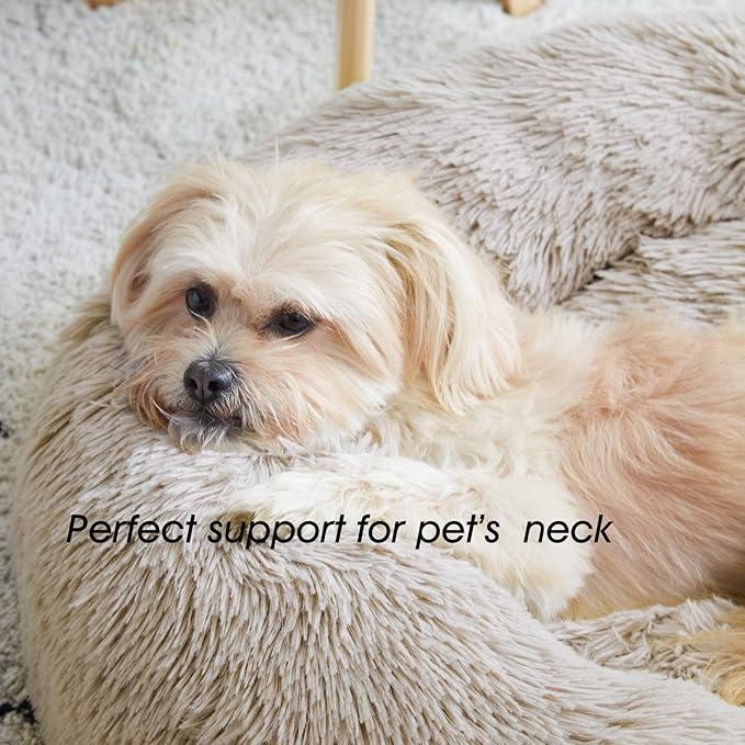 Calming Dog Bed & Cat Bed, Anti-Anxiety Donut Cuddler Warming Cozy Soft Round - Image 6