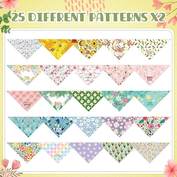 Kacctyen 50 Pcs Spring Dog Bandanas Bulk Large Bandanas - Image 6