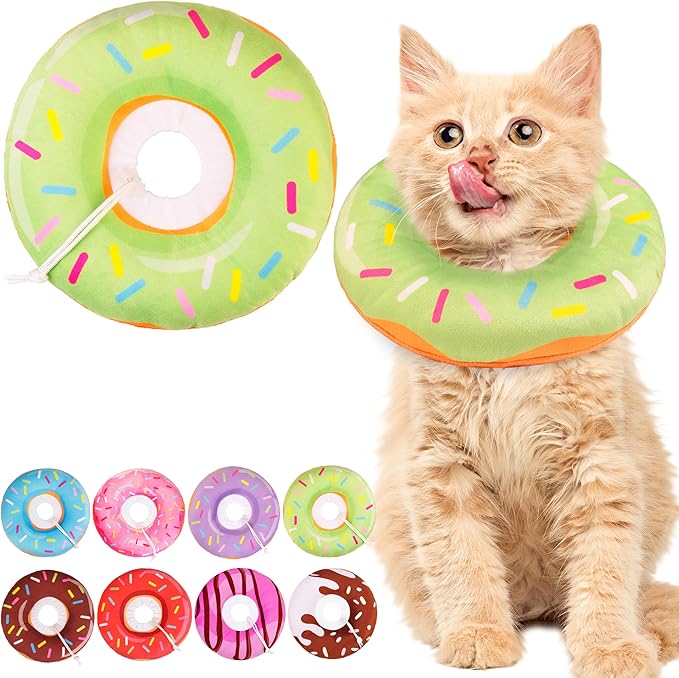 Cat Cone Collar Soft, Cute Cat Donut Collar After Surgery, Adjustable Kitten by Unknown