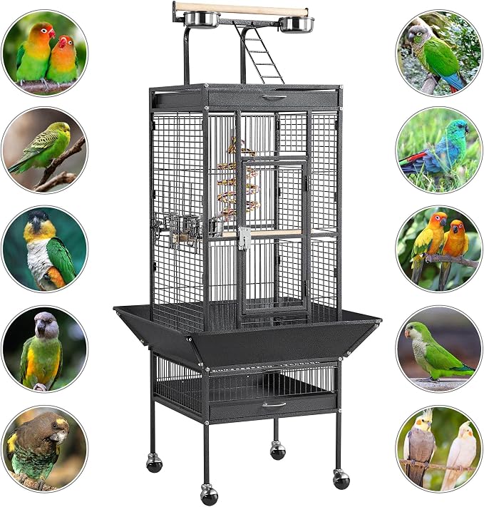 Yaheetech 61-inch Playtop Wrought Iron Large Parrot Bird Cages - Image 8