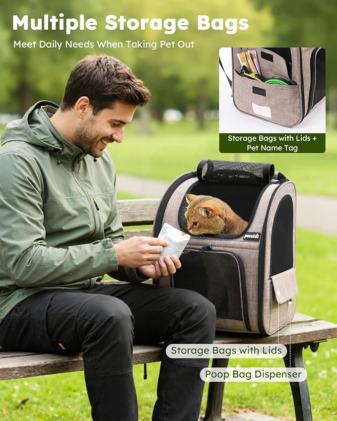 Pecute Cat Backpack Carrier Expandable, Pet Backpack - Image 9