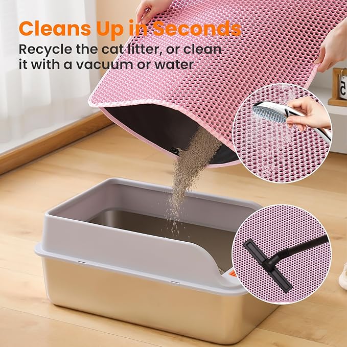 Cat Litter Mat, 24x18 Inches Large Double Layer Honeycomb Cat Litter Trapping - Image 5