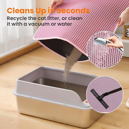 Cat Litter Mat, 24x18 Inches Large Double Layer Honeycomb Cat Litter Trapping - Image 5