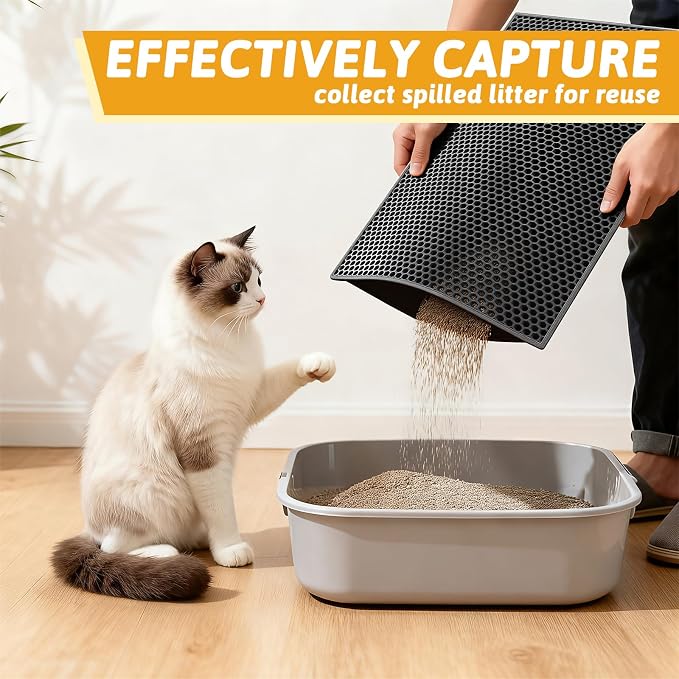 Pieviev Cat Litter Mat Double Layer Waterproof Urine Proof Trapping Mat 1 Pack) - Image 5