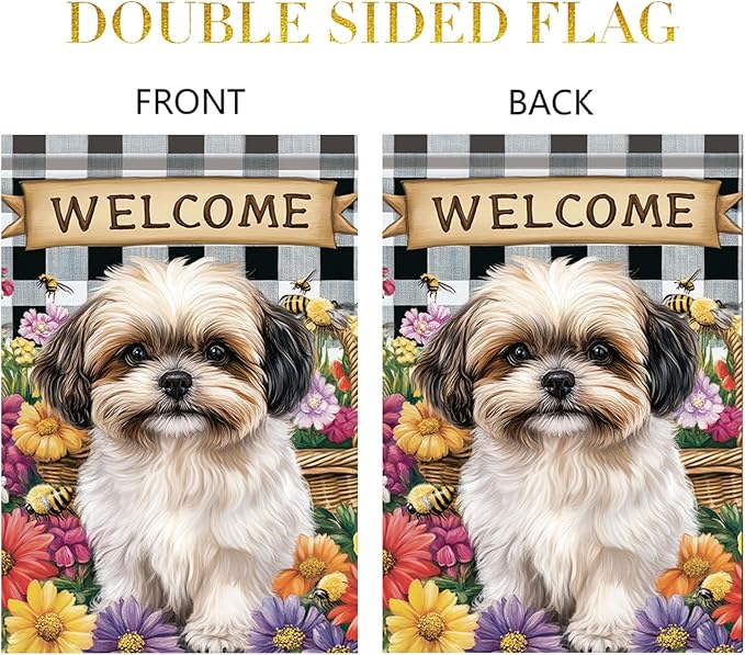 Spring Summer Garden Flag Shih Tzu Dog Flag 12x18 Inch Double-Sided Cute Puppy - Image 7
