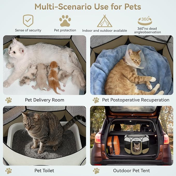 Dog Cat Playpen, Small Puppy Pet Playpen, Dog Crate Tent Cage Indoor/Outdoor - Image 4