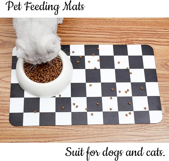Ralxion Checkered Dog Feeding Mat, Absorbent Mats - Image 3