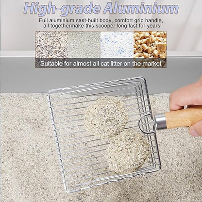 Cat Litter Scooper with Holder, Metal Cat Litter Scoop, Stainless Steel Sifting - Image 2