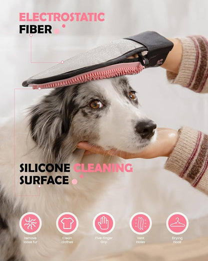 Pet Hair Removal Glove for Dogs & Cats, 2-in-1 Double-Sided Pet Grooming Tool - Image 3