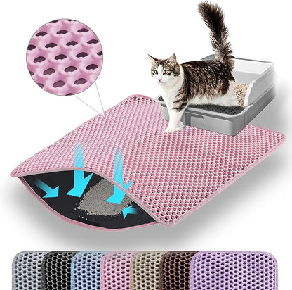 Small Cat Litter Mat, 20x14’’ Double Layer Honeycomb Cat Litter Box Mat by Petinstinct