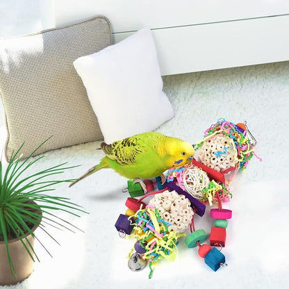 Bissap Conure Toys, Bird Parrot Foraging Shredder Hanging Toys Sola Balls Sepak - Image 4