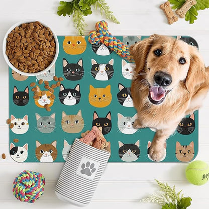 Cute Cat Dog Food Mat, Absorbent Pet Feeding Mat - Image 7