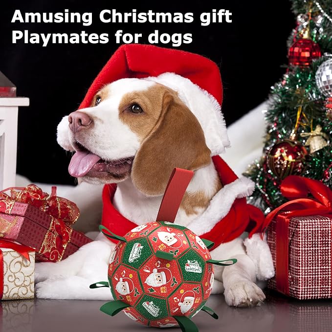 QDAN Christmas Dog Toys: Soccer Ball - Image 3