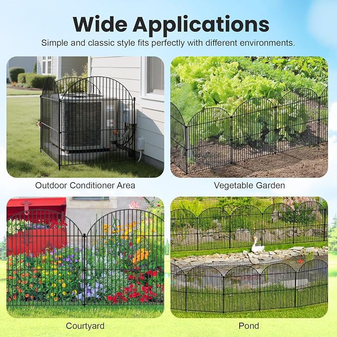 10Pcs No Dig Garden Fence, 32in/24ft Rustproof Metal Dog Fence Outdoor - Image 7