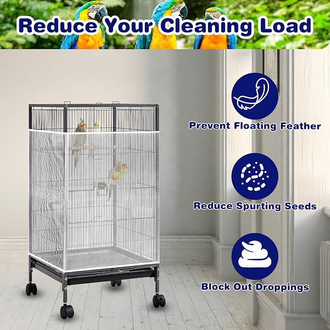 Universal Bird Cage Seed Catcher Net, Stretchy Band Skirts Bird Cage Net - Image 3